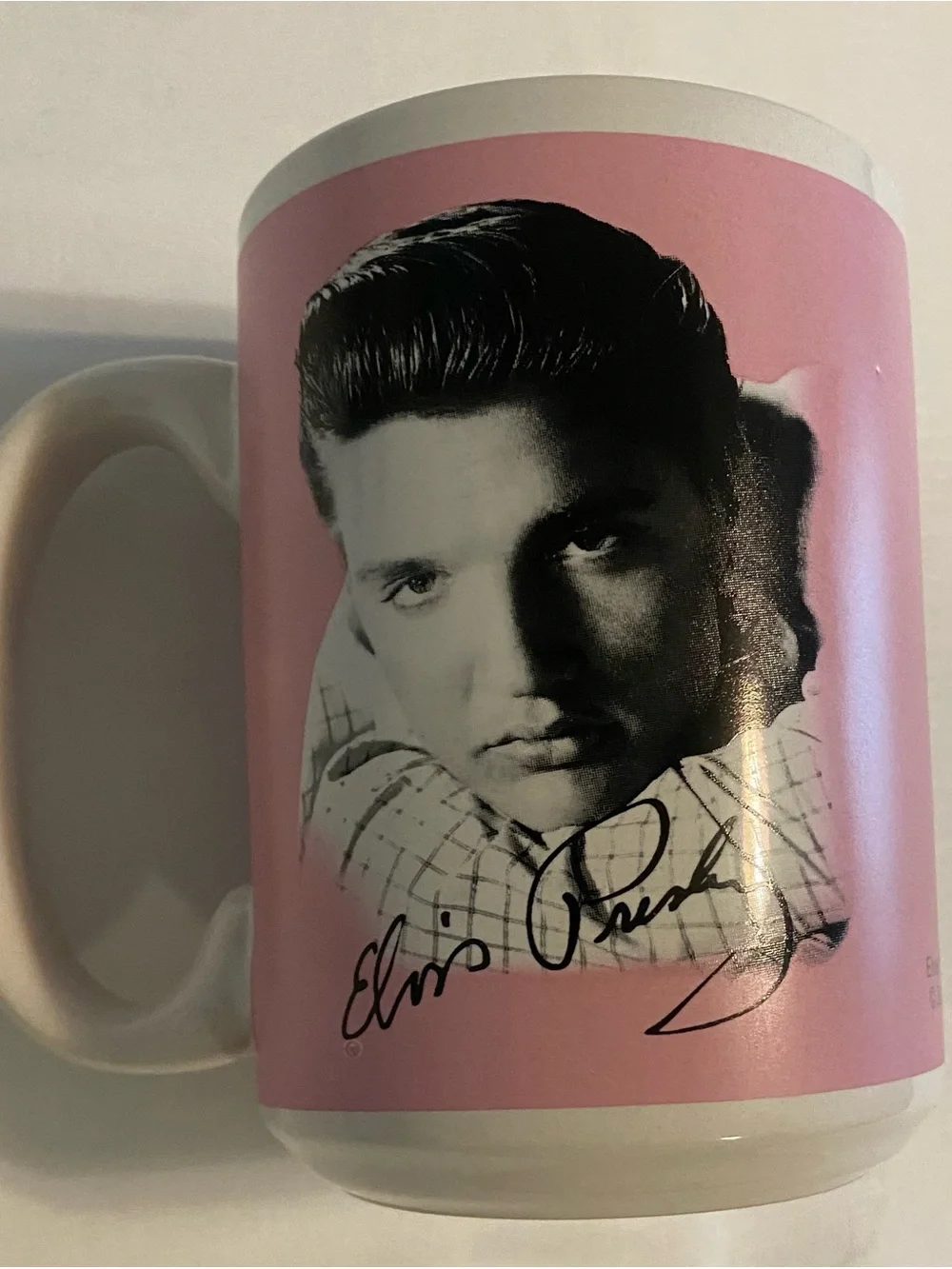 Pink Ceramic Portrait Coffee Mug with Signature Graphic - Unbranded